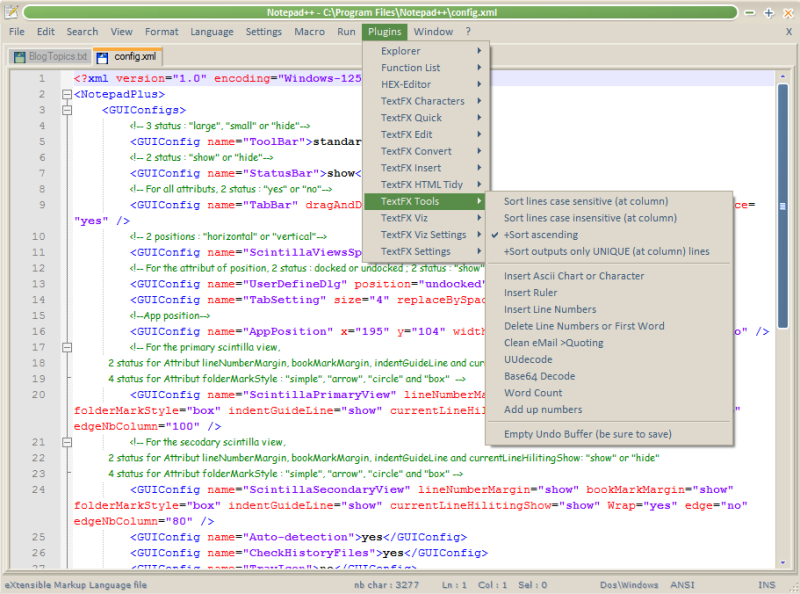 notepad ++ sort by length