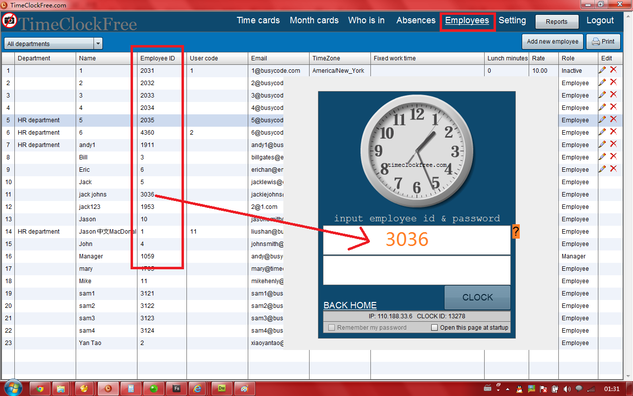 free employee time clock software download